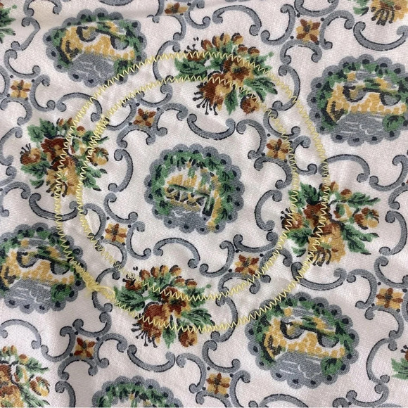 Vintage Handmade Round Green Yellow Floral Fabric Pot Holders  Trivets - Picture 7 of 10